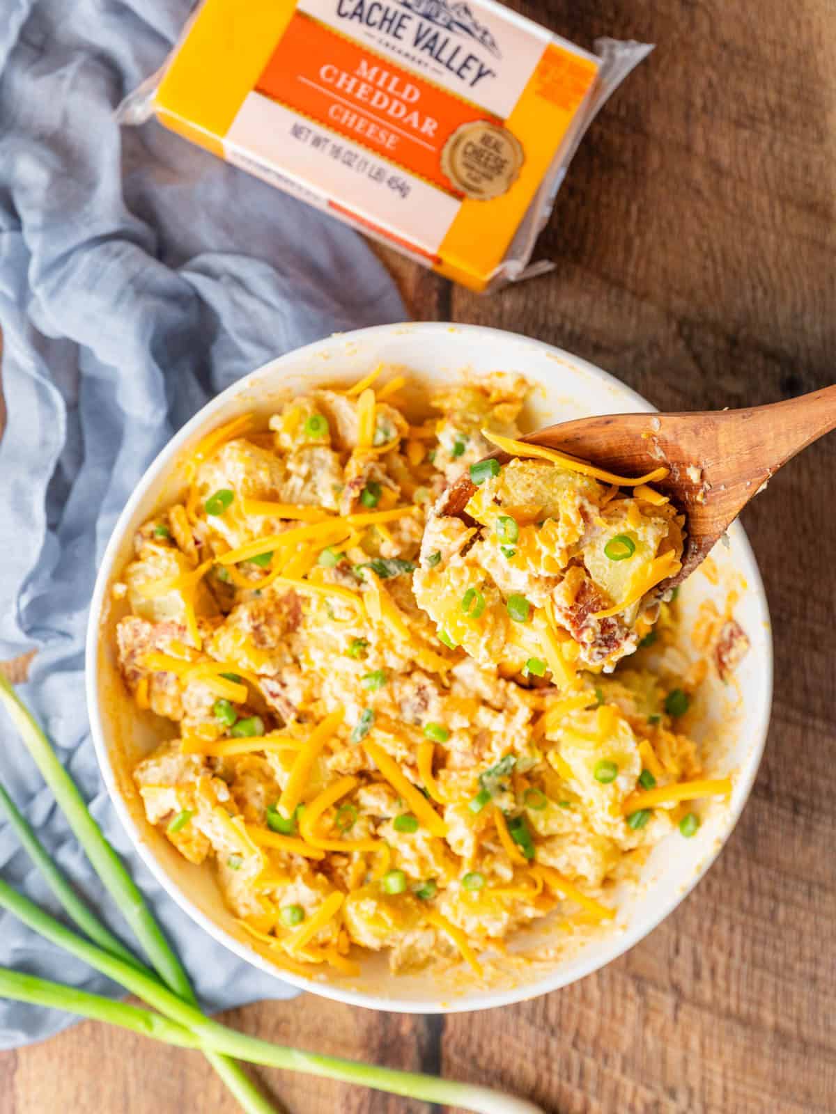 Easy Cheesy Bacon Potato Salad Recipe: Loaded with Flavor